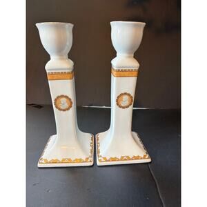 Pair of China Candlesticks T. Bavaria Germany Designs
